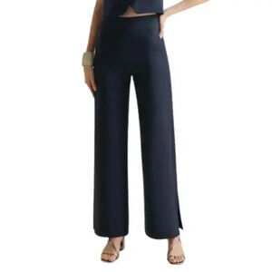 Mango Navy Straight Trousers with Opening Junior Teen Youth‎ Medium Pants M NWT